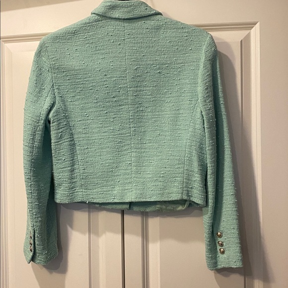 Zara Light Green Cropped Tweed Blazer. Size M. Mint Green. Chanel Inspired. - Picture 6 of 8